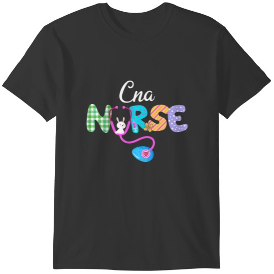 CNA Nurse Plaid Egg Bunny Love Stethoscope RN Nurs T-shirt