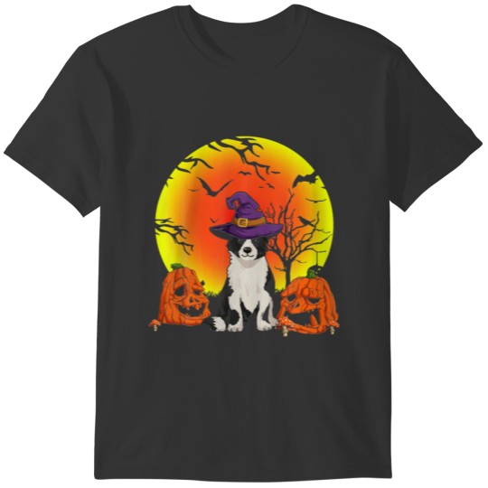 Cute Border Collie Witch Halloween Costume Funny D T-shirt