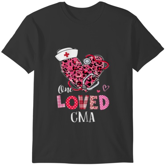 Leopard Heart One Loved CMA Nurse Valentines Day M T-shirt