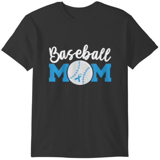 Baseball Mom Diabetes Awareness Blue Ribbon Fighte T-shirt