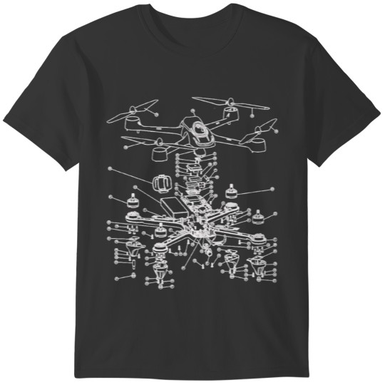 Drone Intricate (Detailed) Exploded View = T T-shirt