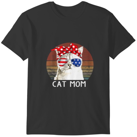 Vintage Cat Mom With Merica Sunglasses, Cat Mommy, T-shirt