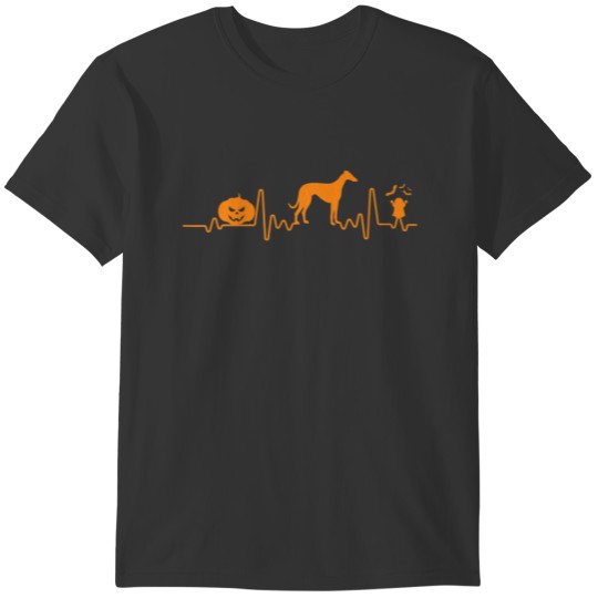 Whippet Dog Heartbeat Pumpkin Funny Halloween Cost T-shirt