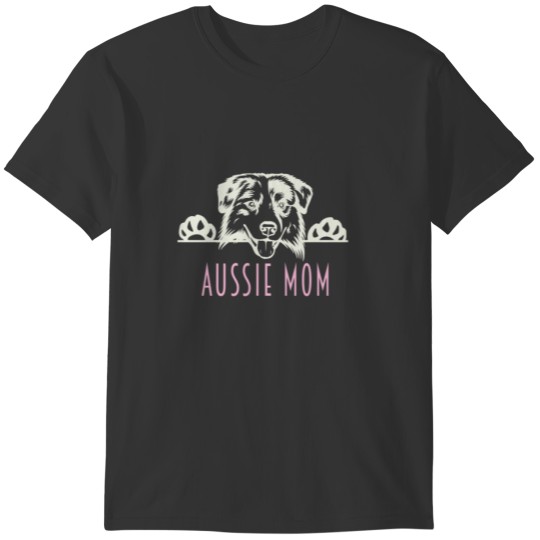 Aussie Mom with Australian Shepherd Dog T-shirt