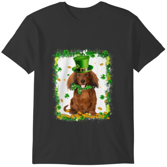 Cute Dachshund Dog St Patricks Day Irish Shamrock T-shirt