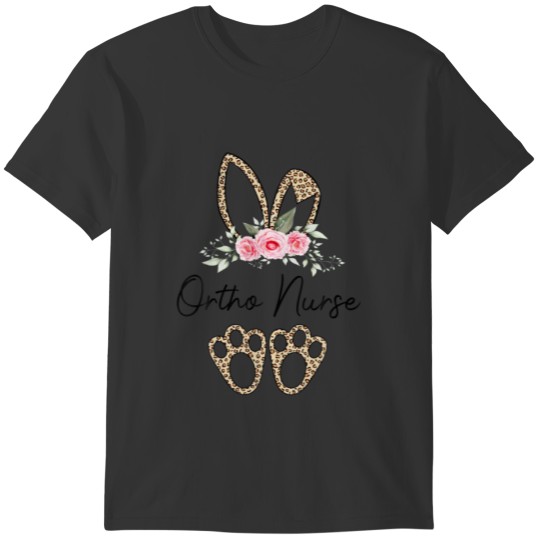 Women Leopard Easter Bunny Ortho Nurse Bunny Easte T-shirt