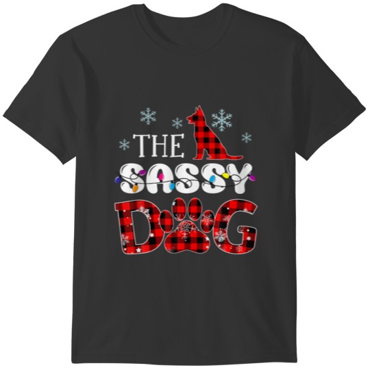 Sassy Dog Buffalo Plaid Matching Family Christmas T-shirt