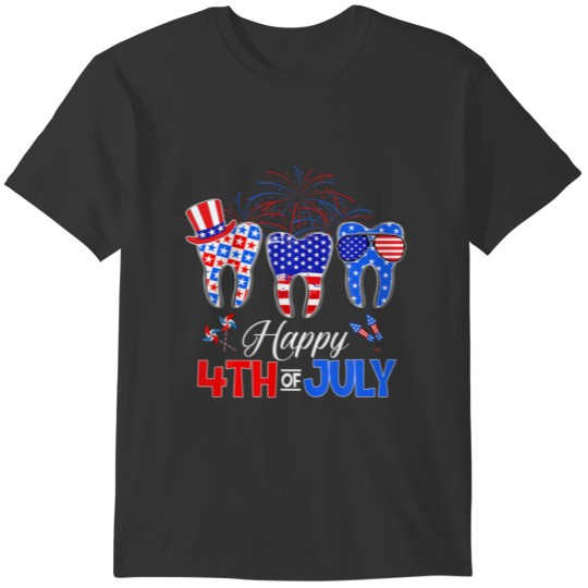 Cute Teeth American Flag Dental Crew 4Th Of July D T-shirt
