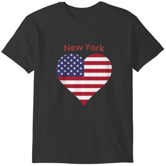 New York American Flag Heart T-shirt