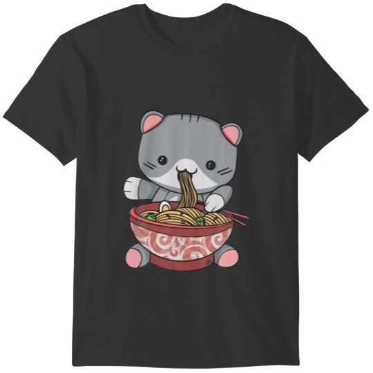 Kawaii Ramen Cat Noodle Funny For Cat Lover Men Wo T-shirt