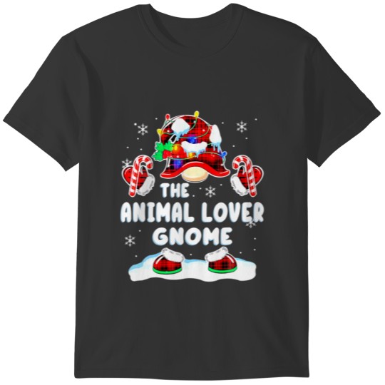 Animal Lover Gnome Gnomies Red Plaid Matching Fami T-shirt