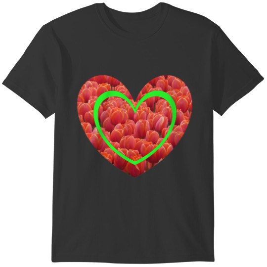 Red Tulips Field Heart Border App. T-shirt