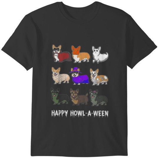 Funny Corgi Dog Halloween Happy Howl-o-ween T-shirt