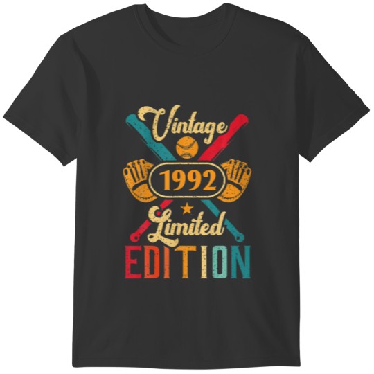 Baseball 30Th Birthday For Men Women Retro 1992 So T-shirt