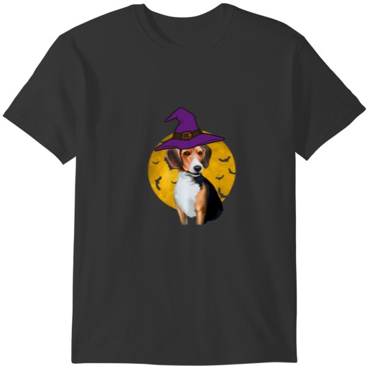 Beagle Witch Hat Funny Halloween Dog Lover T-shirt