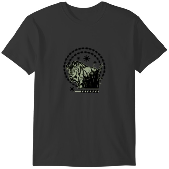 Tatanka Sun-American Buffalo/Bison Green T-shirt