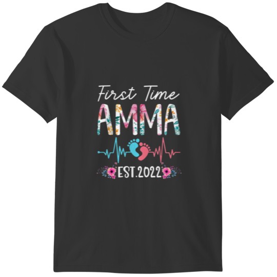 First Time Amma Est 2022 Funny Floral Mother's Day T-shirt
