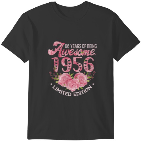 66 Year Old Pink Vintage 1956 Bday Gift 66Th Birth T-shirt