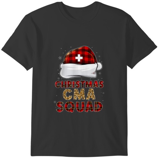 Funny Christmas CMA Squad Nurse Leopard Plaid Sant T-shirt