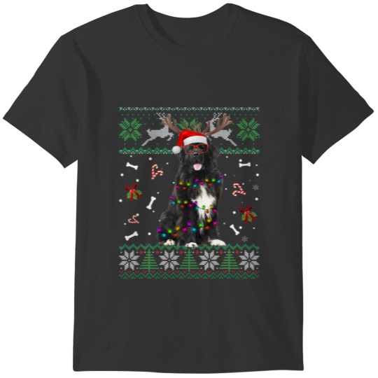 Christmas Tree Newfoundland Pajama Lights Dog T-shirt