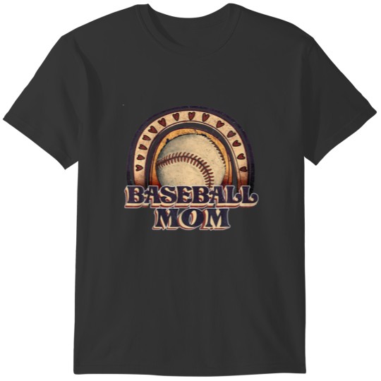 Baseball Rainbow Vintage Baseball Mom Mothers Day T-shirt