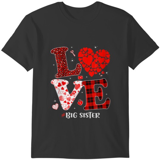 Matching Family Love Big Sister Heart Funny Valent T-shirt