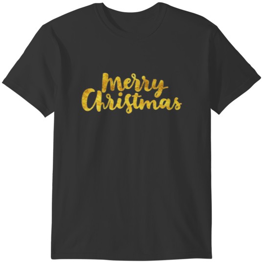 Gold Brush Script Merry Christmas T-shirt