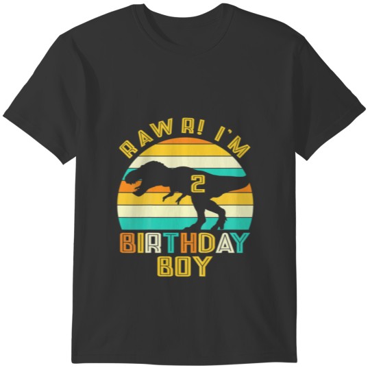 Kids Rawr I’M 2 Dinosaur T Rex 2Nd Birthday Boy 2 T-shirt
