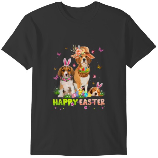 Beagle Dog Happy Easter Bunny Eggs Easter T-shirt