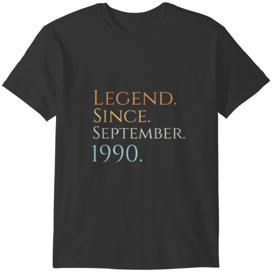 Born in 1990 September birthday gifts T-shirt