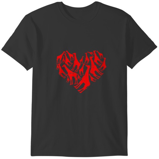 Funny Giraffe Valentines Day Hearts Couples Love A T-shirt