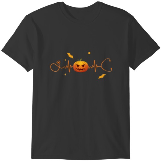 Funny Stethoscope Pumpkin Nurse Heartbeat Hallowee T-shirt