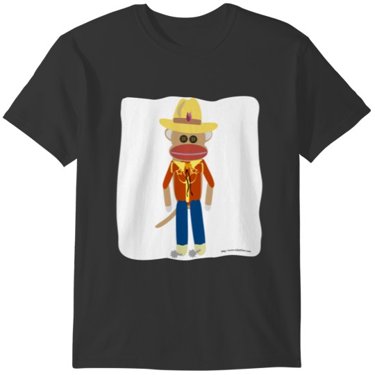 Cute Cowboy Sockmonkey Cartoon Character T-shirt