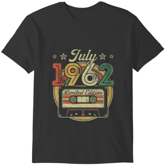 Vintage July 1962 Cassette Tape 59Th Birthday Deco T-shirt