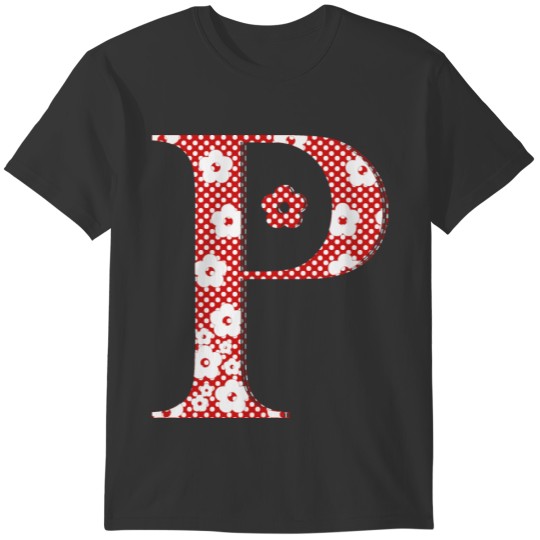 flower alphabet P (red and dots) T-shirt