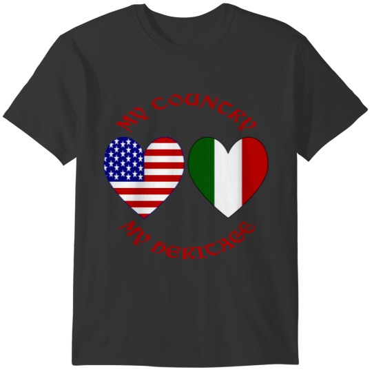 Red Italian USA Country Heritage T-shirt