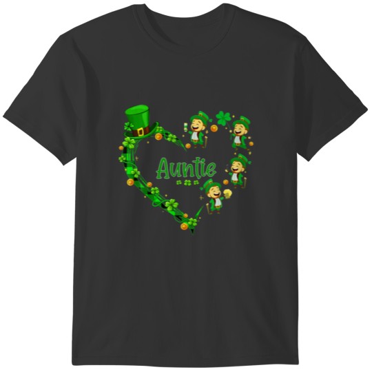 Auntie Hearts Leprechaun Shamrock Plaid St Patrick T-shirt