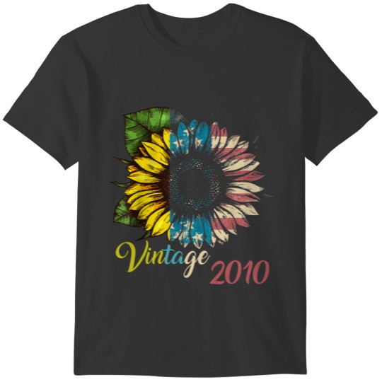 Birthday Gift Vintage 2010 Classic Sunflower  , Ha T-shirt