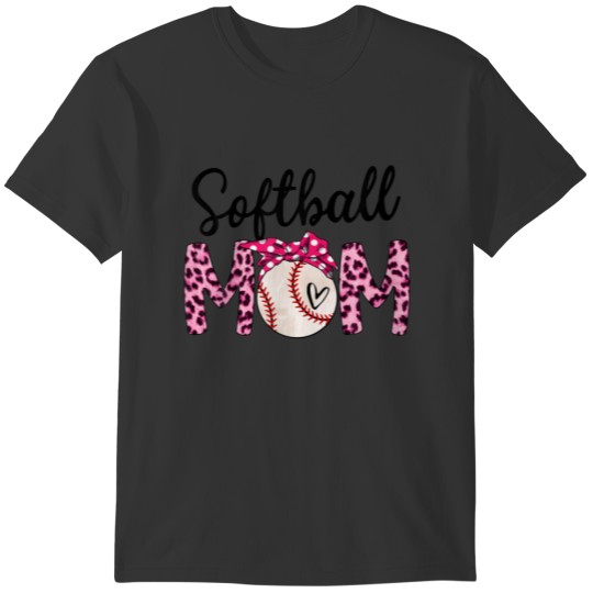 Pink Leopard Softball Mom Bandana Baseball Mama Mo T-shirt