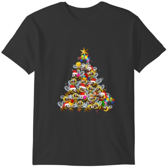 Funny Bees Santa Christmas Tree Lights Holiday Gro T-shirt