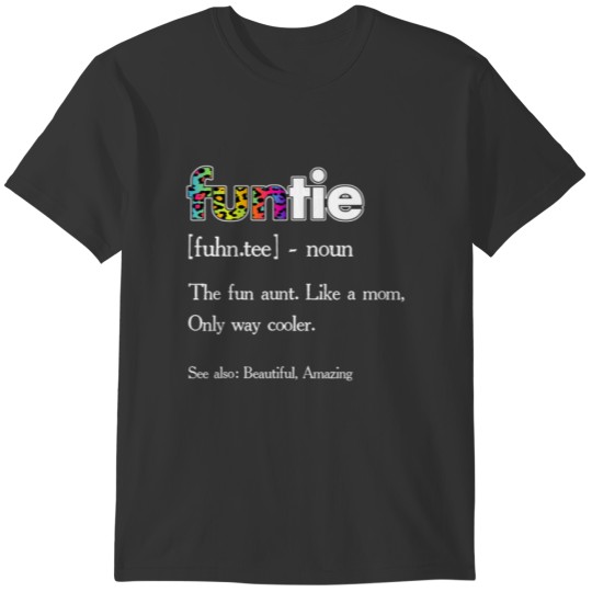 Womens Funtie Definition Tie Dye Leopard Auntie Mo T-shirt