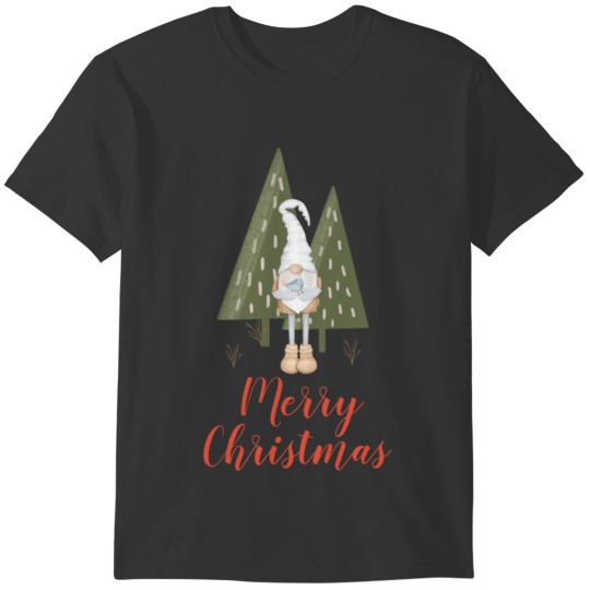 Winter Gnome Bluebird Merry Christmas For Her T-Sh T-shirt