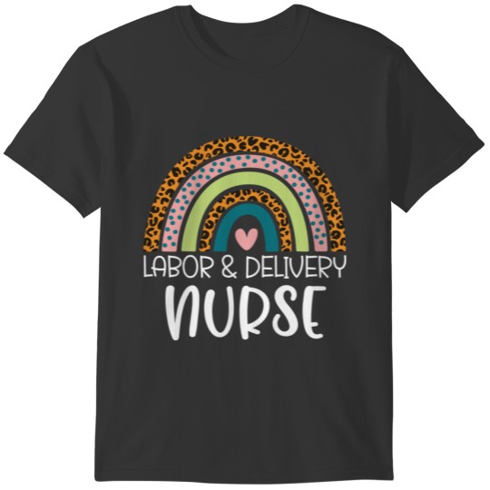 Labor And Delivery Nurse Leopard Print Rainbow T-shirt