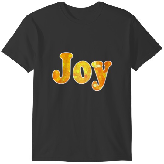 Joy Golden Yellow Stained Glass Blue Christmas Hol T-shirt