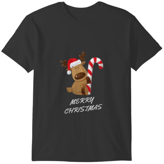 Merry Christmas Cute Candy Cane Reindeer Family Ma T-shirt