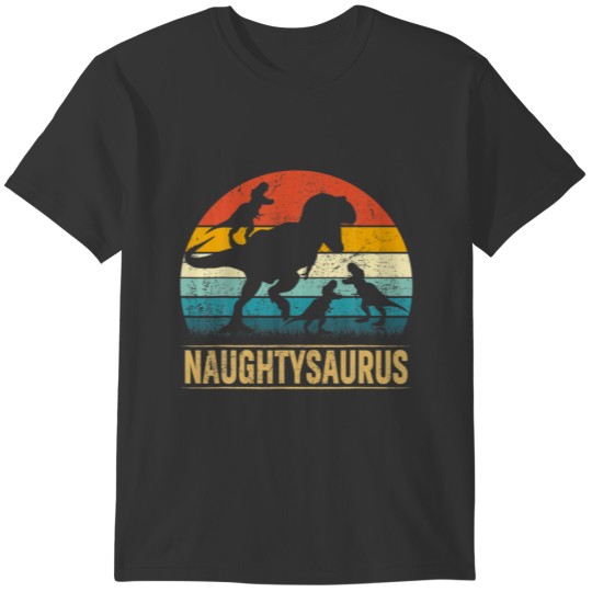 Naughty Dinosaur T Rex Naughtysaurus 3 Kids Family T-shirt