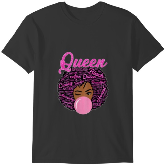 Womens Junenth Black Queen Afro Melanin Girl Magic T-shirt