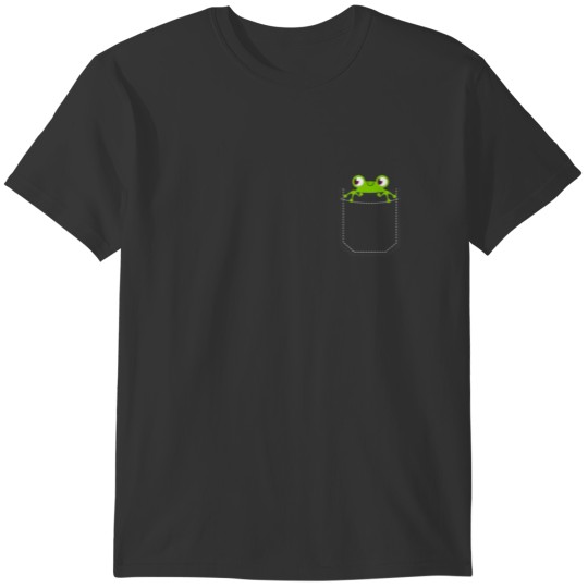 Cute Frog In A Pocket Funny Pocket Frog Peeking Fr T-shirt