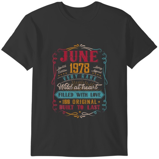 June 1978 Limited Edition 1978 58 Years Old 44Th B T-shirt