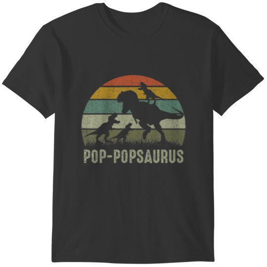 Pop-Pop Dinosaur T Rex Pop-Popsaurus 3 Kids Family T-shirt
